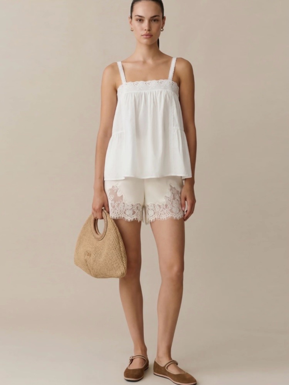 Few Moda Slyvette kourt cotton Lace Trim top XL